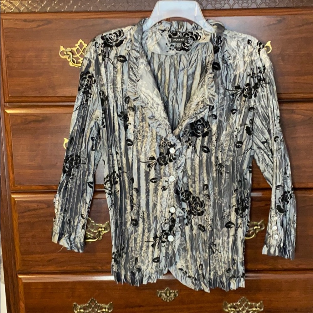 Formal Silver and Burned Black Velvet top